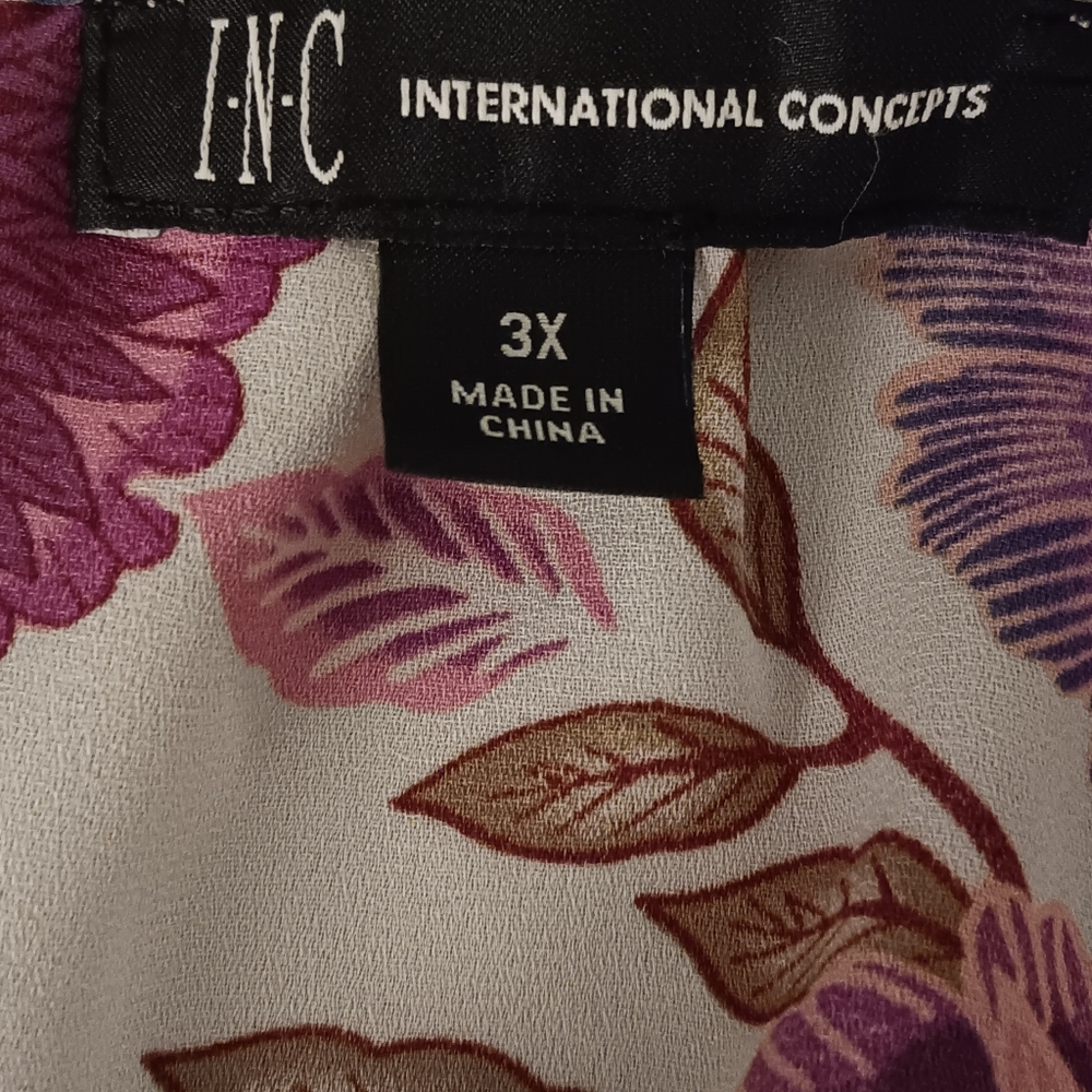 INC International Concepts White Floral Off Shoulder Split Sleeve Womens Size 3X - Picture 6 of 7